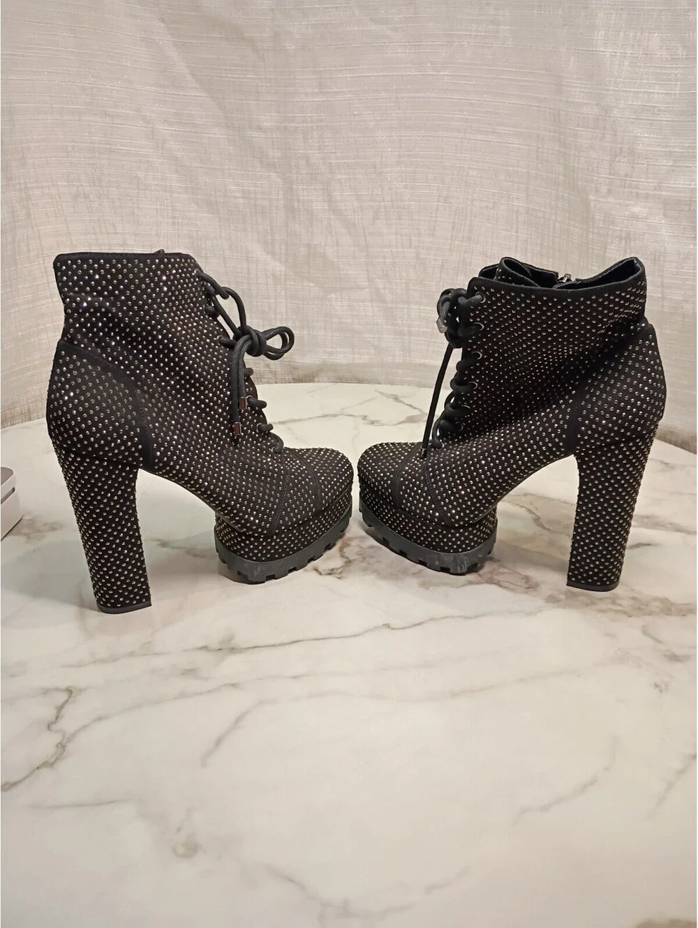 Jessica Simpson Dotted Black Bootie Size 8 1/2m39 Used